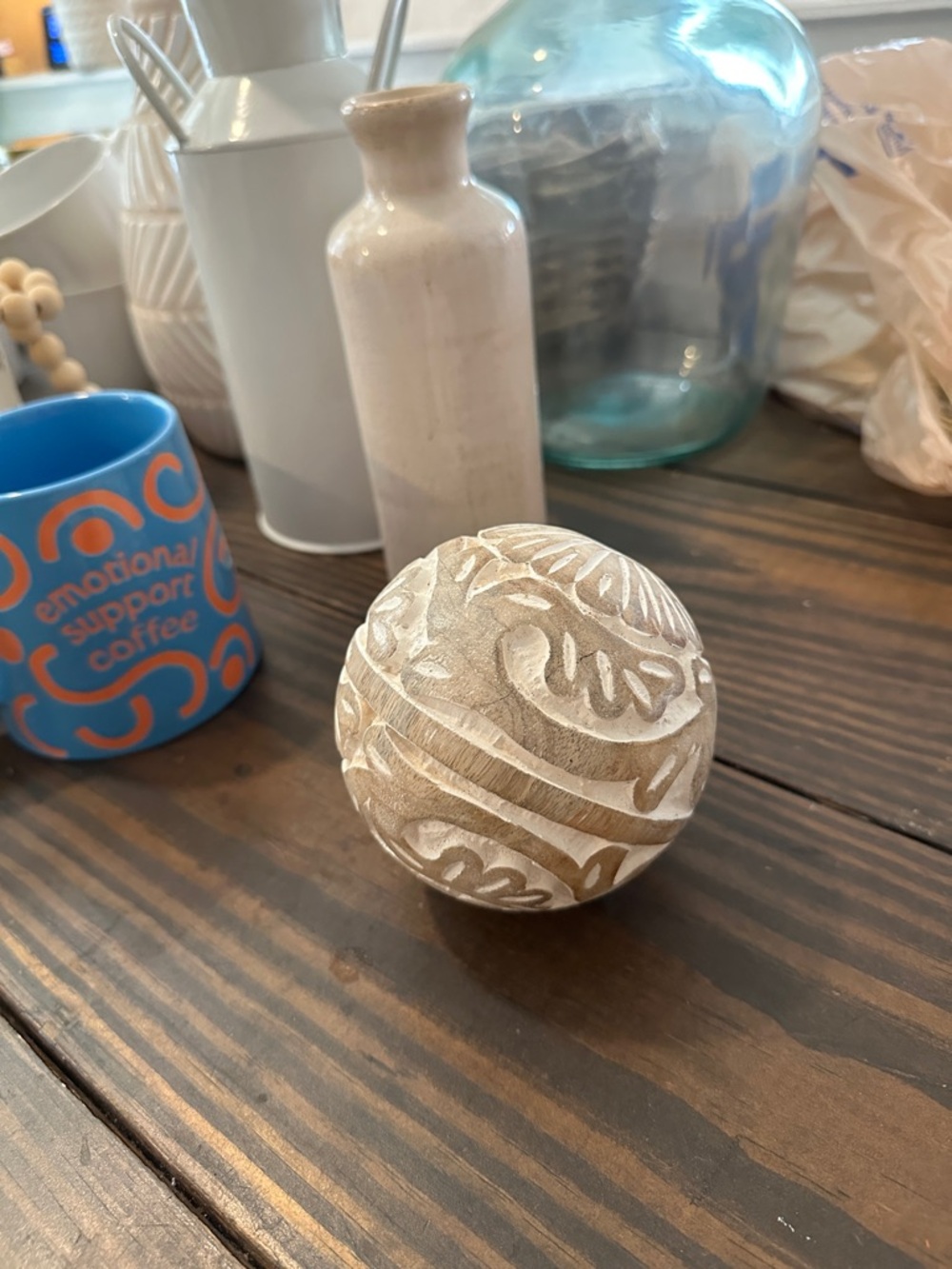Carved Decorative Wood Sphere